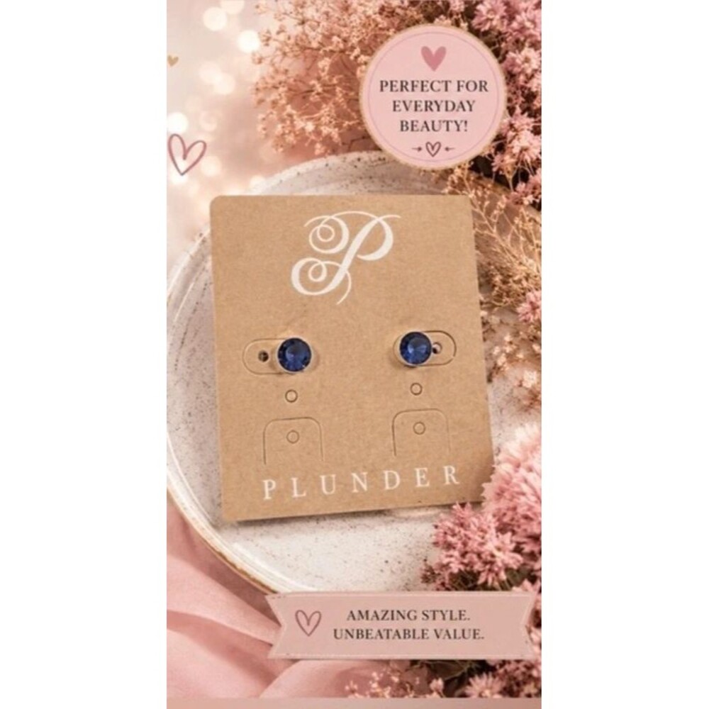 Plunder Royal Blue Faceted Stud Earrings
